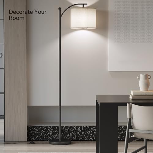 SUNMORY Black Arc Floor Lamp with 3 Color Temperature Bulbs - Modern Reading & Living Room Light
