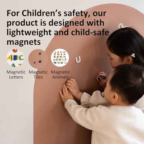 Magnetic Wall Decal Chalkboard for Kids CPC Certified Magnet Toy Arch Contact Paper for Wall Sticker Peel and Stick Self Adhesive Blackboard Home Decor Schooling (Milk Tea)