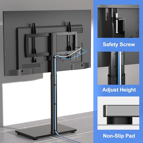 XINLEI Universal Floor TV Stand with Bracket for 32-75" TVs, Black, 132lbs, VESA 600x400
