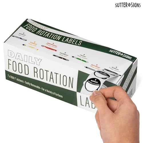 Day Dots Food Labels | 1" Date Dot Stickers for Food Containers, 7000 Labels with Dispenser Box