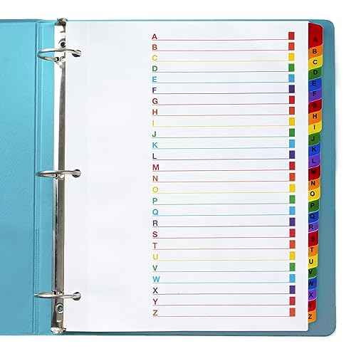 Alphabet Binder Dividers for 3 Ring Binder - (6 Sets of 26), 8.5 x 11 Letter Size, A-Z Dividers - Perfect for Streamlining Your Filing System