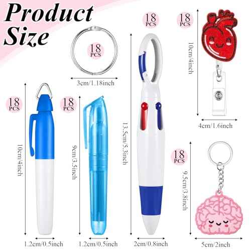 Henoyso 108 Nurse Badge Reel Pens Mini Highlighter Pens Bulk Pediatric Nursing Week Appreciation Gifts Accessories Retractable for CNA Medical Health Hospital Women Graduation (Classic)