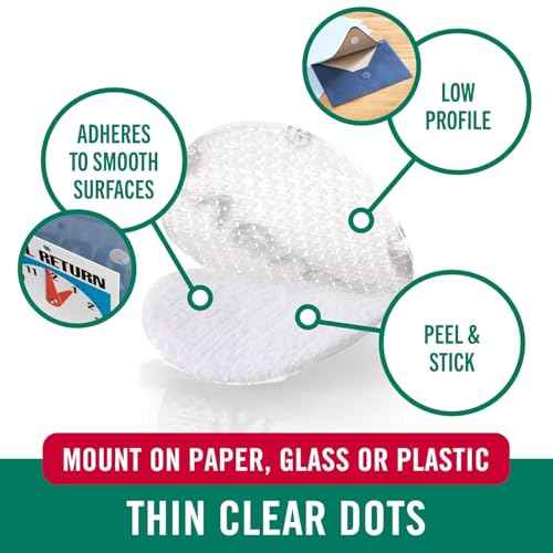 VELCRO Brand Thin Clear Dots with Adhesive, 200Pk 5/8in Circles, for Crafting School Projects, Home and Office Organization | Low Profile Design