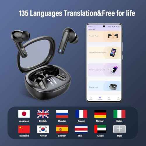 AI Language Translation Earbuds, 3-in-1 Translation Earbuds Real Time with 4 Translation Modes,135 Language Bluetooth 5.4 Translator Ear Buds,45H, IP7, Earbud Device for Travel/Business/Leaning, Black