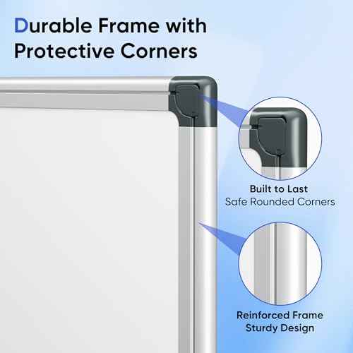 VUSIGN 48" x 36" Large Magnetic Whiteboard for Wall, Dry Erase Board with Silver Frame, Wall Mounted White Board for Classroom, Office, Home ? Includes Markers, Magnets & Eraser