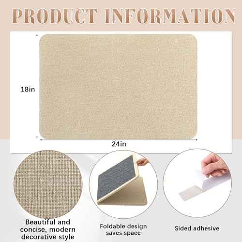 24"x 18" Linen Fabric Bulletin Board Pinboard for Walls Display Frameless Pinboard Display Notice Memory Board for Office Walls Home Kitchen Easy to Install(Brown)