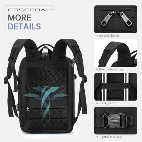 Expandable Travel Backpack 20-30L,Cabin Size United Airlines Personal Item Bag 17x10x9 inch,Flight Approved Underseat Ryanair 40x20x25 CM Carry on Luggage Bag,Mochila de Viaje
