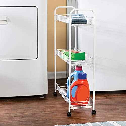 Honey-Can-Do Crt-01149 3-Tier Laundry Cart, 23"L x 8"W x 31"H, White