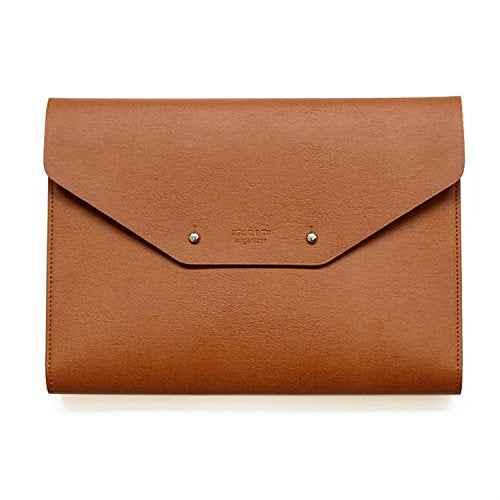 Modern Design PU Leather Padfolio, A5 Size Writing Portfolio Includes Writing Pad, Pen Holder, Card & ID Slots, Extra Pockets, Carry Case Pad Holder, 7”X9” (Brown)