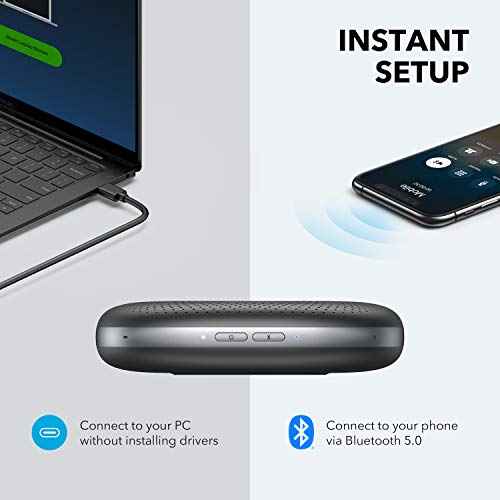 Anker PowerConf Speakerphone, Zoom Certified Conference Speaker with 6 Mics, 360¡Æ Enhanced Voice Pickup, 24H Call Time, Bluetooth 5.3, USB C, Compatible with Leading Platforms for Personal Workspaces