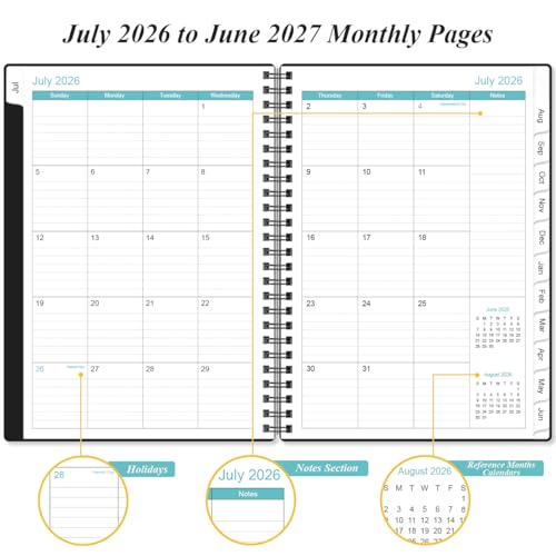 Heveboik Black A5 Weekly & Monthly Planner 2026-2027 July - June Spiral Bound