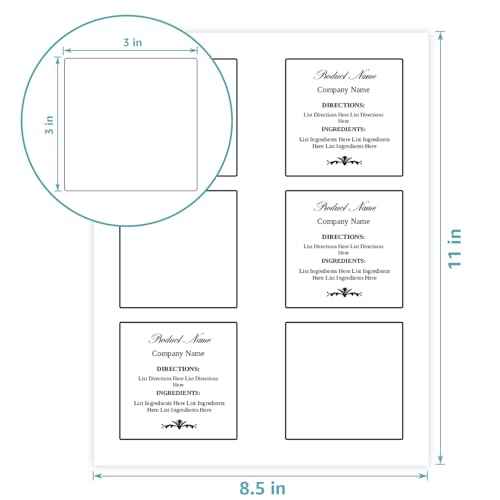 MaxGear 3" x 3" Square Labels, for Inkjet or Laser Printer, Matte White Printable Sticker Paper Labels Sheets, Strong Adhesive, Dries Quickly, Holds Ink Well, 180 Pcs