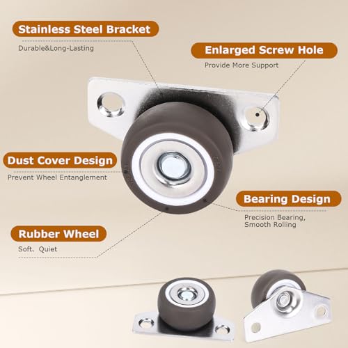1.25" Side-Mount Caster Wheels, Mini Low-Profile Set of 4 by ZUOFANG