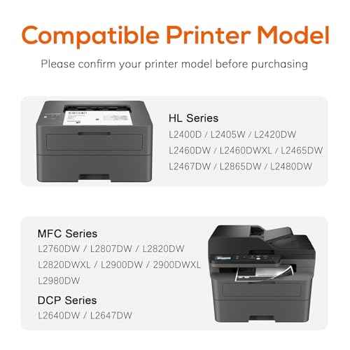 Compatible TN830XL Toner Replacement for Brother TN830XL TN830 XL Toner use with HL-L2460DW HL-L2405W HL-L2400D HL-L2480DW MFC-L2820DW MFC-L2760DW DCP-L2640DW MFC-L2900DW (Black,2 Pack)