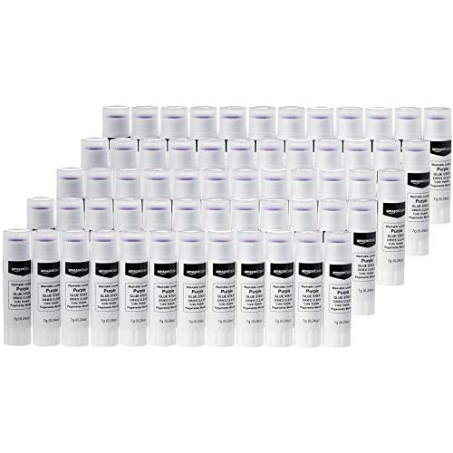 Amazon Basics Purple Washable School Glue Sticks 60-Pack - Dries Clear, 0.24 oz
