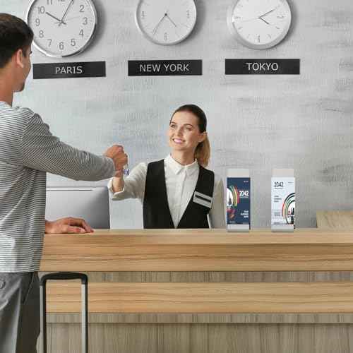 4 Pcs Metal Fancy Brochure Holder Display Flyer Brochure Holder Stand Table Vertical Countertop Literature Organizer for Booklets Pamphlet Magazine Menu Journals(Silver)