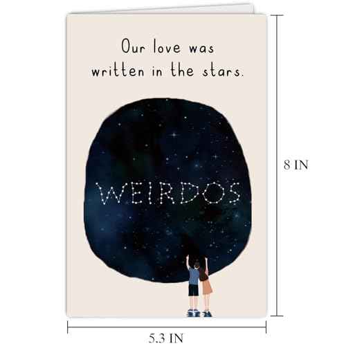 Supoeguk Funny Weird Couple Anniversary Card, Romantic Starry Sky Anniversary Card, Love Card, Our Love Was Written in The Stars