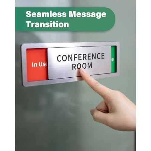 Conference Room Office Door Signs Do Not Disturb, In Use/Available Slider Sign for Home Office Wellness Conference Vacant Occupied Privacy Sliding Door Sign£¬Brushed Silver