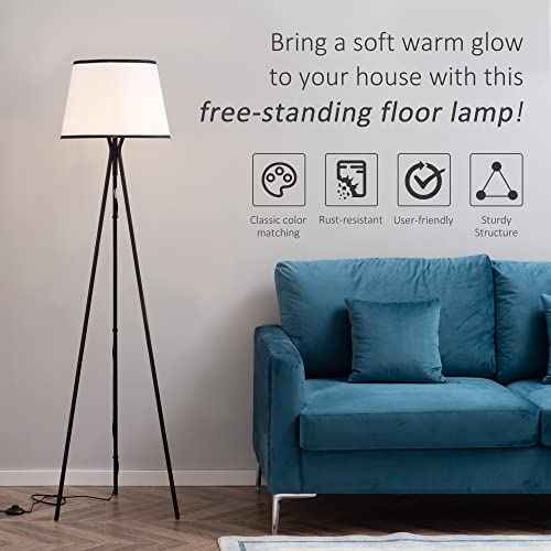 NicBex Floor Lamp,Modern Home Decor Floor Lamp with Steel Tripod Frame,Foot Switch and Fabric Lamp Shade,Standing Lamp Tall Lamp,Floor Lamps for Living Room,Bedroom and Office,Reading Light,Black