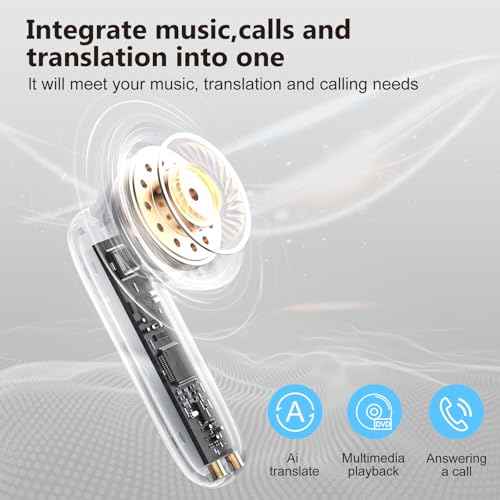 AI Language Translation Earbuds, 3-in-1 Translator Earbuds Real-Time with 5 Translation Modes via Ear Dance APP, 164 Language Bluetooth 5.4 Translators Headphones for Travel, Business, Learning, Black