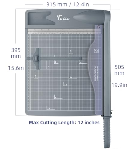 Firbon 12 Inch Heavy-Duty Paper Cutter Guillotine Trimmer Gray