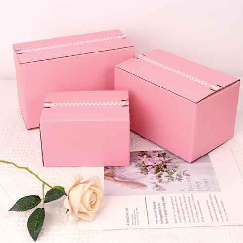 9x4x6 Pink Shipping Boxes with Tear Strip, 30 Pack Self-Adhesive Shipping Boxes Medium, Zipper Corrugated Mailing Boxes for Packaging Small Business