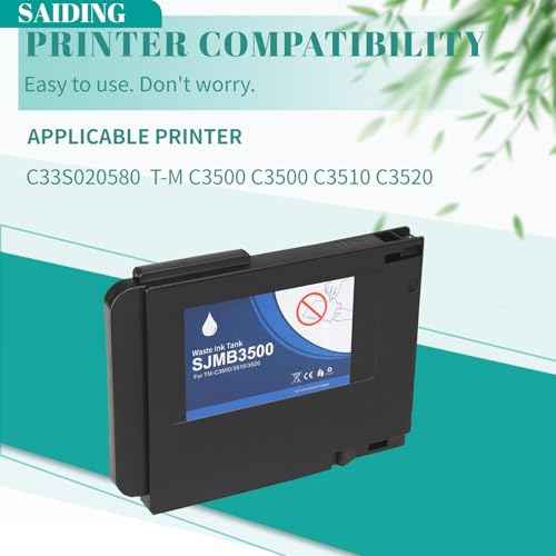 SAIDING SJMB3500 Maintenance Box Waste Ink Cartridge Remanufactured Waste Collection Tank SJMB3500 Compatible with Colorworks TM-C3500 TM-C3510 TM-C3520 Printers(2-Pack)