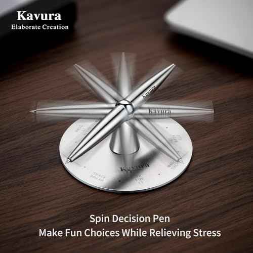Spin Decision Pen ? CNC-Machined 316L Stainless Steel Fidget Pen with Magnetic Stand | Smooth Writing Gel Ink | Stress Relief & Decision Maker |Office Desk Gift for Professionals