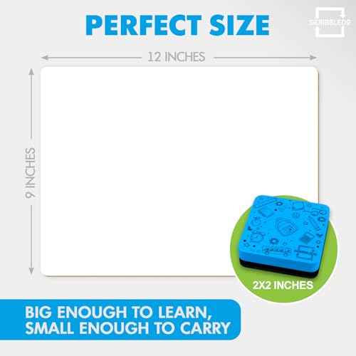 Scribbledo 6 Pack Small White Board Dry Erase Boards Classroom Pack Mini White Boards 9" x12¡± Personal Whiteboards for Students Teachers School Supplies Lapboards l 6 Mini Whiteboard Erasers Included