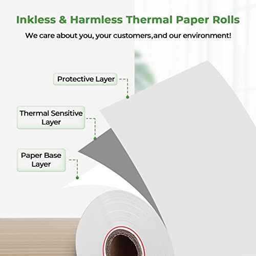 MUNBYN 2 1/4" X 85 ft Thermal Receipt Paper (50 Rolls) Cash Register Paper Rolls Fits for Most Credit Card Terminals, Verifone VX510 VX570 FD50 T4220, BPA Free