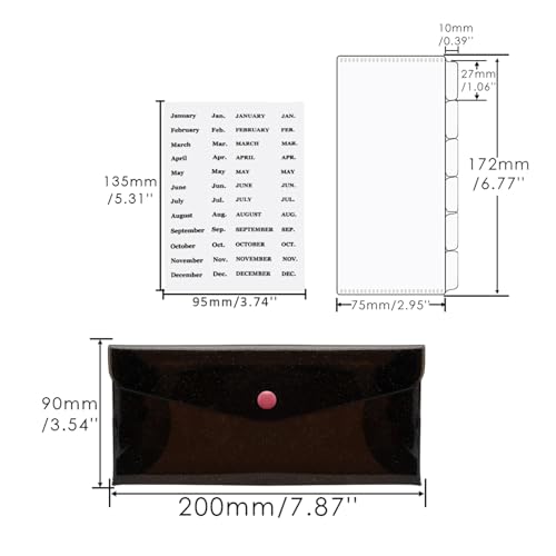 NatSumeBasics Black 6-Tab Cash Envelope Wallet for Budgeting & Organization