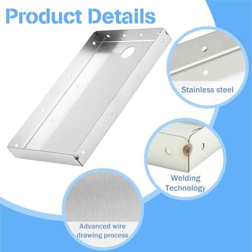 Shimeyao 1 Pack 304 Stainless Steel Printer Tray 10.24 x 6.5 Inch POS KDS Printers Shelf Thermal Printer Stand Mounts to Wall or Shelf Edge, Silver, 4 Mounting Holes Each Side