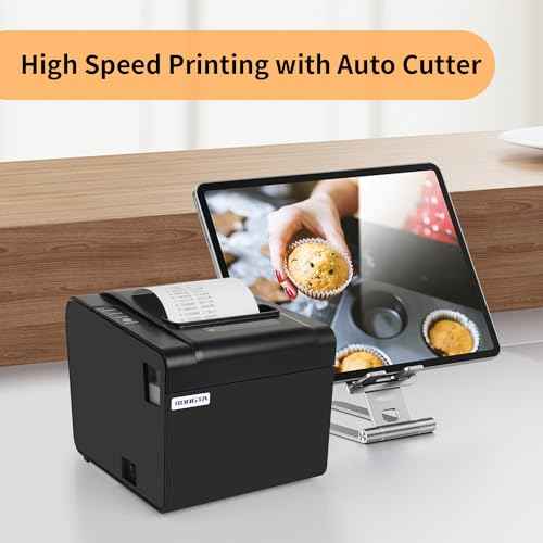 Rongta POS Receipt Printer, 80mm Thermal Printer, ESC/POS, Restaurant Kitchen Printer with Auto Cutter Support Cash Drawer,USB Serial Ethernet Receipts Printer for Small Business,Not for Square