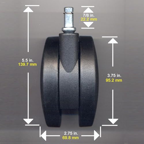 Miracle Caster! Extra Large Chair Wheels. 4" Set of Five. Great for carpet. Replaces chair mat.