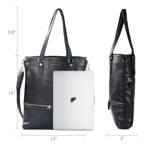 Lassviin Laptop Tote Bag, Leather Work Tote for Computer Bag Waterproof Lightweight Shoulder Bag Purse Handbag Crossbody Bag