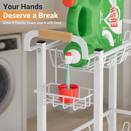 AOODA Arctic White Laundry Room Cart 8.2 x 18 x 33.5 with Detergent Holder