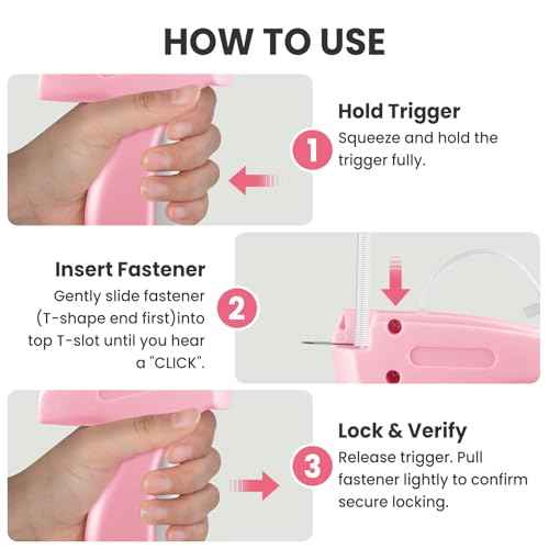 Stitch Gun for Clothes, Portable Tag Gun,Durable Micro Stitch Gun, Lightweight Free Fixer (Pink,1pcs+2000tag)