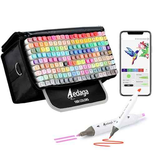 168 Colors Alcohol Markers with Free App, Dual Tip Art Markers with Kickstand Case for Artists Adults and Kids. Alcohol Based Marker for Coloring Painting Sketching and Drawing, Great Gift