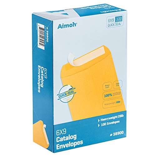 Aimoh 6x9 Manilla Envelopes 100ct Brown Kraft Self Seal Catalog Mailers