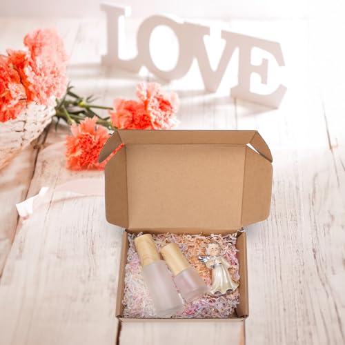 PHAREGE 6-Pack Small Mail Shipping Boxes 7x5x2 inches Brown - Easy Fold Kraft Cardboard