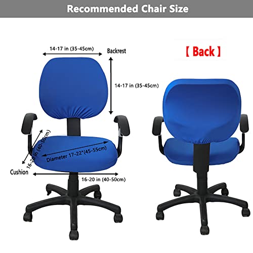 Melaluxe Universal 2-Piece Chair Cover Set (Black) - Backrest & Seat Slipcovers for Rotating Office Chairs