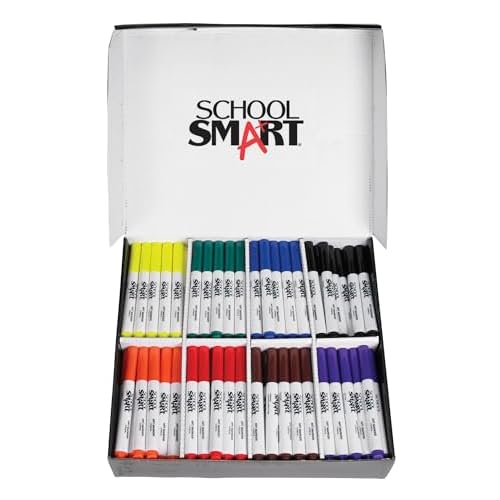 School Smart Art Marker, Conical Tip, Assorted Colors, Pack of 200
