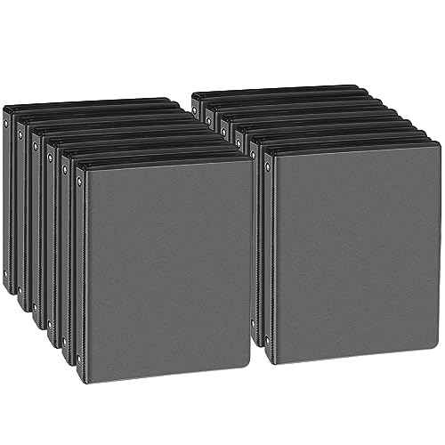 0.5-inch Round Ring Binder, Durable 1/2'' 3 Ring Binder Fit Letter Size Paper, Presentation View Binders, Black,12-Pack