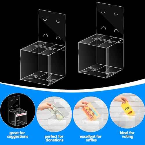 Eersida 30 Pieces Clear Raffle Boxes with Slot 6 x 6 x 6 Inch Plastic Donation Box Voting Suggestion Ballot Containers with Removable Header for Fundraising Collecting Business Card Voting Contest