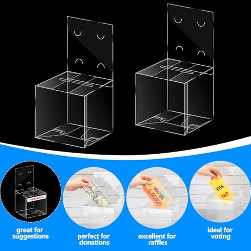 Eersida 30 Pack Clear Raffle Donation Boxes with Slot - Plastic Event Containers