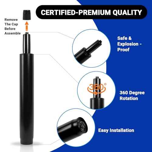 8" Office Chair Cylinder Replacement - Heavy Duty 1000lbs Class 4 Hydraulic Lift with Silent 360¡Æ Rotation, Universal Pneumatic Piston Fit for Sinking Desk/Gaming Chairs
