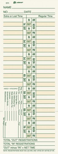 Adams Bi-Weekly 2-Sided Time Cards 3-3/8 x 9 Inches Manila Green/Red Print, 200-Count