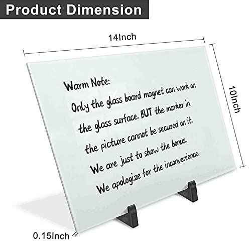 Magnetic Small Glass Whiteboard Desktop, ZHIDIAN 14x10 Portable Tempered Glass Dry Erase Board Panel with Adjustable Stand for Desk, Tabletop Glass Writing Board Easel for Office Home
