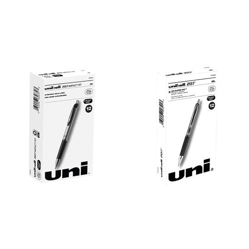 Uniball Signo 207 Impact RT Gel Black Ink Pens, Bulk Pens 12 Pack with 1.0mm Bold Points, Uniball Pens Office Supplies, Black Pens & uniball Gel Pens, 207 Signo Gel