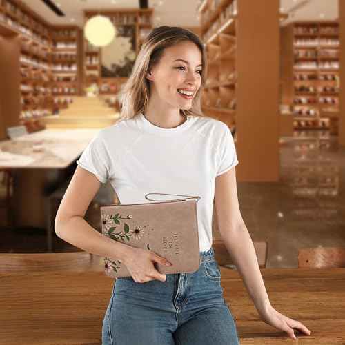 Bible Cover Case, Premium, Leather Carrying Case with Handle&Zippered Pocket for Standard Size and Bible Accessories, Large Bible Bag, Ideal Gift for Women Men Lady Girls